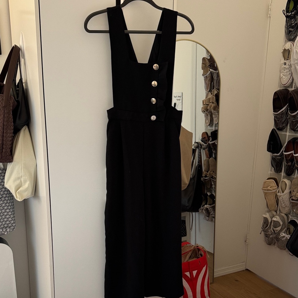 Zara navy Jumpsuit with Button Detail